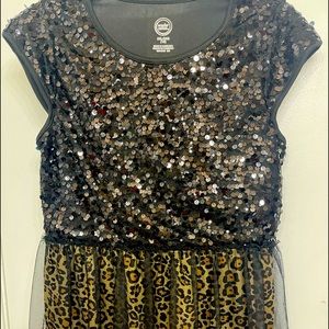 Girls sparkly, cheetah holiday dress